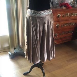 Nougat London taupe silk skirt